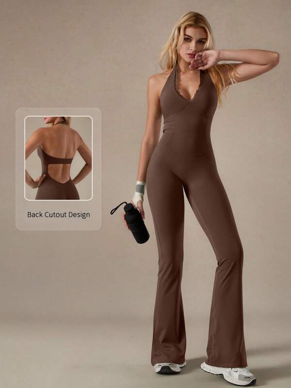 NcmRyu 1pc Women's Elastic Fitted Shaping Yoga, Dance, Training, Running, Fitness, Outdoor Sports Jumpsuit