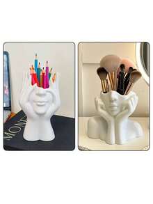 1pc Minimalist Female Beauty Face Makeup Brush Storage, Vase, Suitable For Home Decor, Bedroom Decor, Office And Students, Storage,Wedding Decor,House Decor,Jewelry Organiser,Party Decorations,The Best Gift