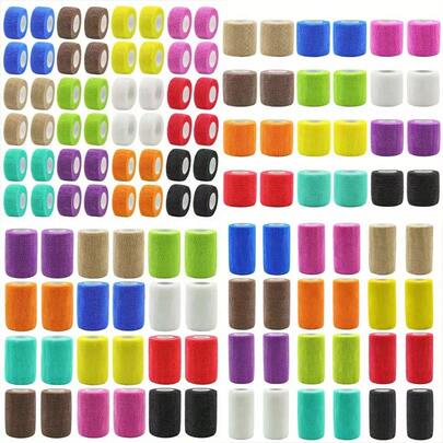 48/24/16/12/8/6/4pcs 12 Colors. Self-Adhesive Bandage. Breathable Adhesive Bandage. Wrapping Roll. Elastic Self-Adhesive Tape. Suitable For Stretching Exercises, Sports Activities, Wrists, Ankles, Veterina 2.5 Cm / 5 Cm / 7.5 Cm / 10 Cm * 450 Cm.