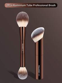 MAANGE 1/2/8pcs Professional Aluminum Face Makeup Brush Set,Brush For Travel,Professional Foundation Brush Set,Blush Brush Concealer Brush Highlighter Brush Contour Brush Loose Powder Brush Eyeshadow Brush Eyebrow Brush Eyelash Brush Eyeliner Brush Beveled Tubular Makeup Brush,Makeup Tools With Soft Fiber For Easy Carrying,Gift For Women & Girl