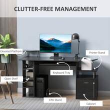 HOMCOM Computer Desk PC Workstation With Drawer Shelves CPU Storage Rack Home Office Furniture 152 X 60 X 88cm (BLACK) - Negro - Ver 4