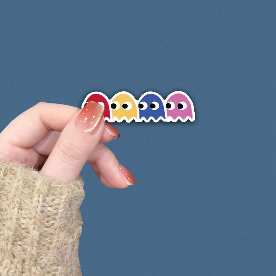 1/3 buc Autocolant Vinil cu Fantome - Decal Retro pentru Jocuri Arcade pentru Mașini, Laptopuri, Sticle de Apă și Mai Multe - Perfect pentru Jucători, Nostalgie Anilor '80, Geek Chic, Rezistent la Intemperii, Design Colorat cu Fantome, Ideal pentru Pasionații de Jocuri Retro, Distractiv și Vibrant