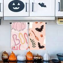 2/4/6/48pcs Halloween Ghost Print Soft Kitchen Towels/Hand Towels, Multi-Purpose, Quick Drying Dish Cloths, Suitable For Kitchen, Celebrations, Weddings, Decorations And More
