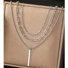 Naszyjnik z 3-warstwowym łańcuszkiem z jednym słowem, minimalistyczny i elegancki