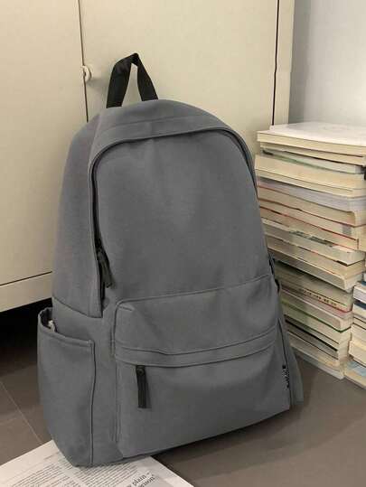 New Fashion Unisex Backpack, Solid Color Casual Backpack With Large Capacity, Suitable For Students, School, Travel, Leisure, Convenient To Carry