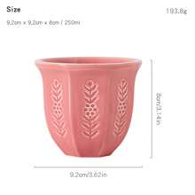 Cốc sứ Ả Rập 250ml/8.5oz - Cốc họa tiết hoa nổi, men mờ màu xanh lá cây, hồng và xanh dương, thích hợp để đựng cà phê, matcha và trà. - Nhiều màu - Xem 10