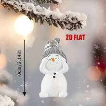 6 件木制雪人 2D 平面圣诞装饰 - 非常适合圣诞树、花环、壁炉和节日装饰，非常适合圣诞节和新年庆祝活动 - 彩色 - 查看 4