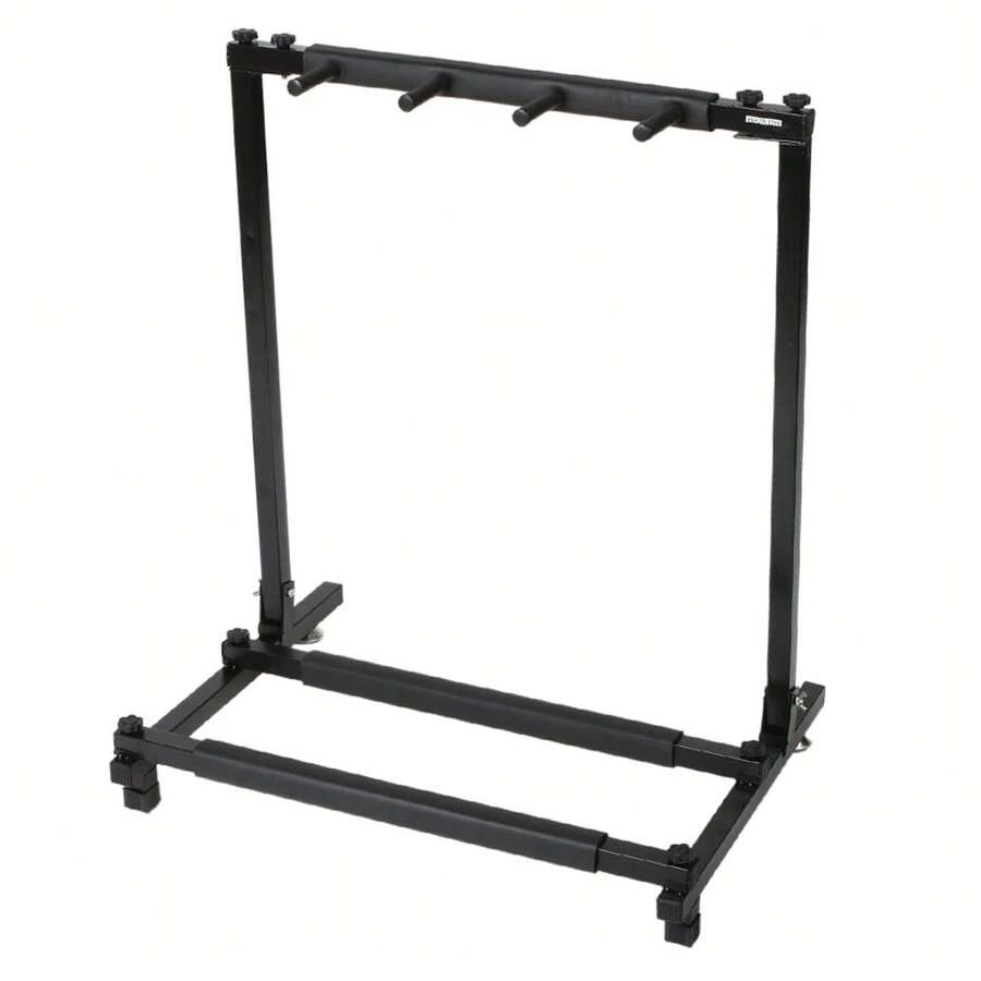 Triple Folding Guitar Holder Rack Stand - Holds Multiple Guitars, Space-Saving Design, Sturdy Stable, Ideal For Home Studio Music Room, Easy To Fold Carry Store, Protects Guitars From Scratches - Black - View 1