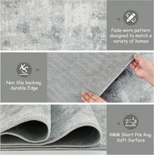 Bedding Large Rugs For Living Room 140x200cm, Modern Boho Washable Area Rug With Non Slip Backing, Soft Short Pile Carpet For Bedroom, Kitchen, Dining Room - Boho Grey - View 3
