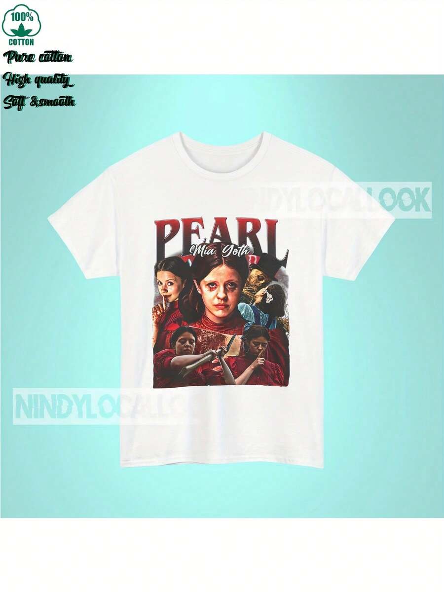 Camiseta Vintage Pearl Limited Pearl Mia Goth Regalo para Mujer y Hombre 2025 nueva de algodón 230g textura cómoda - Blanco - Ver 1