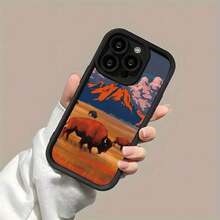 [Teléfono] Funda con diseño de vaca de la pradera, textura mate tipo escalera, agarre cómodo, ideal para hombres y mujeres. Compatible con phone 16/16 Pro/16 Plus/16 Pro Max/15/15 Plus/15 Pro/15 Pro Max/14/14 Plus/14 Pro/14 Pro Max/13/13 mini/13 Pro/13 Pro Max/12/12 mini/11 Plus/Pro/8/SE/XS/7 Plus/8 Plus. Un regalo perfecto para amigos, parejas y familiares. - Negro - Ver 6