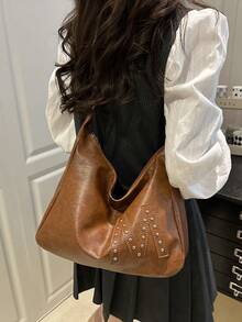 Fashionable Large Capacity Shoulder Bag For Women, Design Tote Bag - Brown - View 7