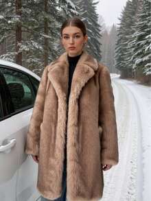 New Fashionable Faux Fur Coat, Elegant Women's Parka Winter Jacket