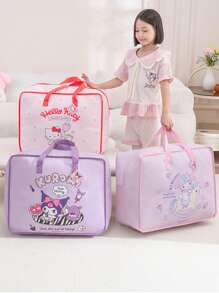 Sanrio Characters Clothing & Bedding Storage Bag, Durable Oxford Fabric, Tear-Resistant Material, Reinforced Handles, Sturdy Stitching, Large Capacity For Clothes, Blankets, Sheets, Pillows, Smooth Dual Zippers, Full-Open Design Dorm Room Essentials Clothes Organizer Closet Organization And Storage Bedroom