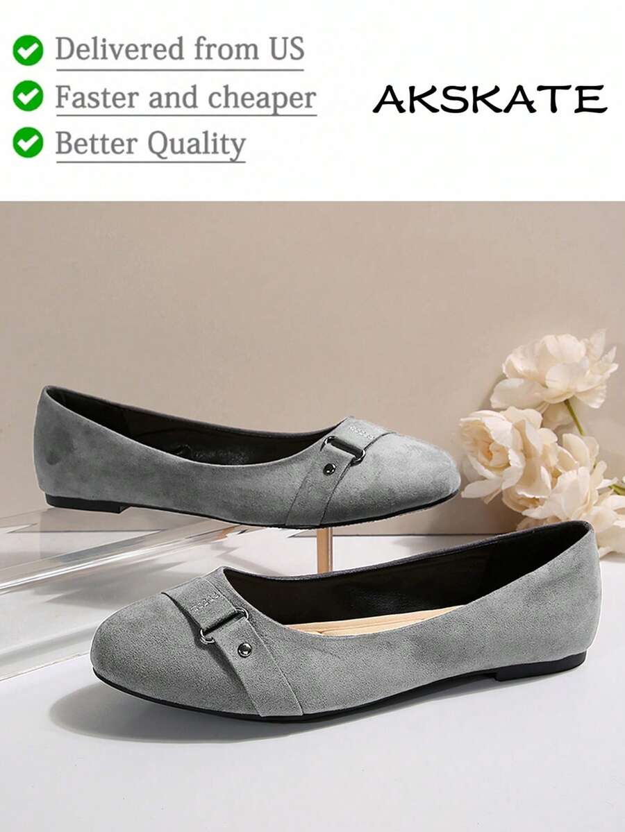 Classic Buckle - Detail Ballet Flats: Perfect For Office To Evening Transitions Preppy    Buckle    Home - 灰色 - 查看 1