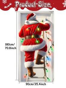 1pc Santa Claus Hanging Banner, 70.8x35.4 Inches, Made Of Polyester, Suitable For Home Entrance And Outdoor Christmas Decoration