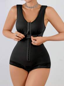Shapewear For Women Tummy Control Post Surgery Full Body Shaper Butt Lifter With Zipper Crotch - Black - View 5