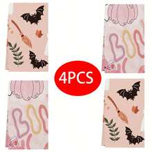 2/4/6/48pcs Halloween Ghost Print Soft Kitchen Towels/Hand Towels, Multi-Purpose, Quick Drying Dish Cloths, Suitable For Kitchen, Celebrations, Weddings, Decorations And More