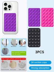 48-Piece Double-Sided Suction Cup Phone Stand, 24 Suction Cups On Each Side, Detachable Phone Stand, Waterproof And 360° Rotatable, Suitable For Bathroom Walls, Glass Mirrors, Dressing Tables, Various Smooth Walls, Not Suitable For Rough Walls, Compatible With All Mobile Phones And Mini Tablets Compatible With IPhone, Android Phone, Gift For Birthday, Family, Friends Phone Holder Phone Accessories