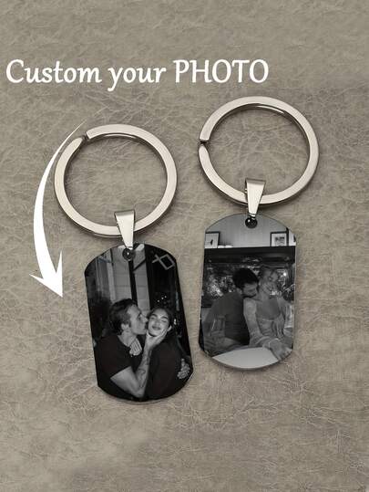 Custom Photo Keychain, Stylish Personalized Engraving Photo Keychain, Anniversary Gifts, Halloween Decorations, Backpack Hangings, Birthday Gift, Holiday Gift Valentine's Day Gift For Girlfriend Mother Graduation Christmas Gift Rose Gold, Platinum, Frost Gold Junior High School Students, Middle School Students, High School Students, College Students