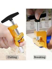 2 in 1 Taglierina manuale per vetro e piastrelle con ruota diamantata - Strumento di taglio preciso per fai da te e costruzione, base e morsetto in metallo regolabili, design portatile leggero (telaio robusto + viti blu), impugnatura ergonomica, struttura durevole