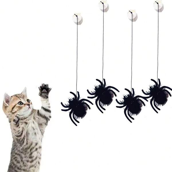 Mini poupée chat en peluche araignée avec ventouse, poupée suspendue amusante pour que les chats jouent, poupée de compagnie anti-ennui