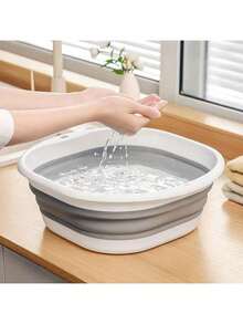 Portable Foldable Foot Care Basin, Foldable Bathtub, Laundry Basket, Dish Basin, Hand-Washing And Vegetable-Washing Basin, Space-Saving Storage Containers, Portable Foldable Silicone Basin, Foldable Washbasin, Foot Soaking Tub, Travel Portable Foot Rinsing Basin, Foot Care Tools, Household Necessities, Home Decoration, Christmas, Halloween, Back-To-School Dormitory Supplies