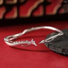 Vintage, Elegant, Luxury Style Dragon Bangle, Zodiac Dragon Year Birth Bangle, Exquisite Adjustable Cuff Bracelet Suitable For Daily Wear, Party, Birthday Jewelry Gift