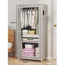 Simple Style Bedroom Organizer Dustproof Fabric Zipper Wardrobe - Grey - View 2
