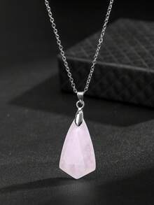 1 件/天然水晶玫瑰石英天河石青金石紫水晶钻石形切割时尚个性吊坠项链，节日和聚会时赠送朋友的最佳选择 - 菱形吊飾項鍊 - 查看 9