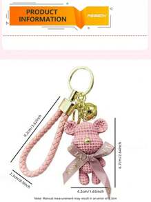 1 件/2 件/3 件/4 件卡通树脂泰迪熊钥匙扣带铃铛 3D 小雕像背包挂件卡通泰迪熊汽车钥匙扣吊坠礼物,创意可爱钥匙扣万圣节配饰教师节包挂绳带身份证夹汽车配饰包饰 - 毛線熊 - 查看 9