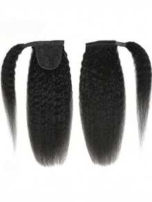 Kinky Straight Wrap Around Ponytail Human Hair Brazilian Pony Tail Remy Hair Clip In Ponytail Extensions For Women - SNatural - View 23