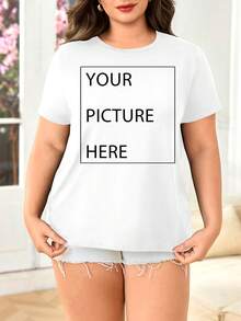 Camiseta de manga corta holgada y personalizable de extra-large - Parte superior casual de mujer de cuello redondo con estampado de dibujos animados - Ropa casual de punto elástico adecuada para uso durante todo el año, con patrones personalizados, camisetas, blusas de moda, patrones personalizables, impresión por transferencia de calor, eliminación de fondo personalizada, celebridades, anime, patrones, pasatiempos, regalos personalizados, regalos festivos