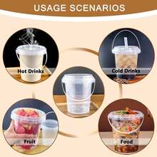 34 Ounce Large Reusable Plastic Cups With LIDS And Straws Drink Cups Suitable For Iced Beverages, Fruits, And Ice Buckets - Ideal For Parties, Festivals, And Daily Use (5/10 Sets) - trong suốt - Xem 6