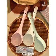 Cream-Colored Soup Spoon, Highly Attractively Large Spoon, Ceramic Porridge Spoon, Long Handle, Simple Soup Spoon, Household Tableware, Large Size, Suitable For Soup And Rice
