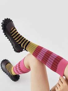 1 Pair/2 Pairs/4 Pairs Minimalist Striped Outdoor Mid,Calf Socks, Elastic, Moisture,Wicking, Breathable, Comfortable, Cozy Socks