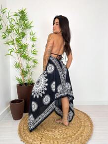Scarf Dress/Pointe Dress/Bare Back - Black Mandalas - View 2
