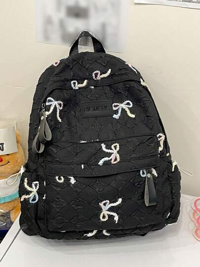 Fashion Solid Color Hundred School Backpack Kids Shoulder Backpack, Casual Large Capacity Backpack, Fashion Solid Color Simple College Student School Bag, Travel Backpack Suitable For Girls' Daily, School And Outing Use