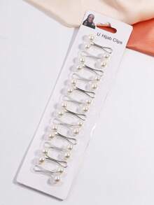 1 盒 12 件白色女士仿珍珠 U 形发夹，适用于围巾、头巾、头带、披肩、领夹和其他时尚配饰女士胸针