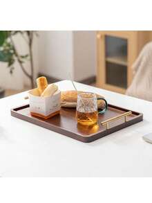 竹制托盘，时尚木质奥斯曼托盘，带手柄，适用于早餐、午餐、晚餐、开胃菜、奥斯曼、客厅、咖啡桌、厨房派对、露台烧烤 - 彩色 - 查看 9