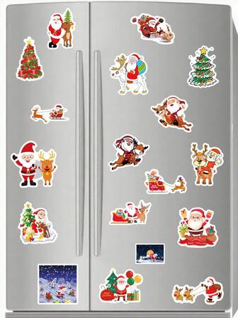 55 st. mjuka magnetiska kylskåpsmagneter för jul, jultomten med renmotiv, lämpliga för kylskåp, bilar, svarta tavlor, leksaker, skolmaterial och julklappar