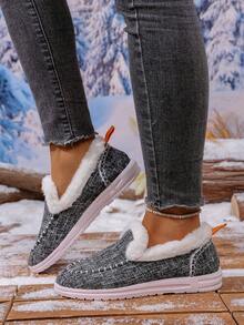 Zapatos planos para mujer, zapatos con forro térmico deslizantes, zapatos casuales, zapatos deportivos para exteriores, zapatos de invierno cálidos para mujer, suelas antideslizantes y resistentes al desgaste, cómodos y transpirables