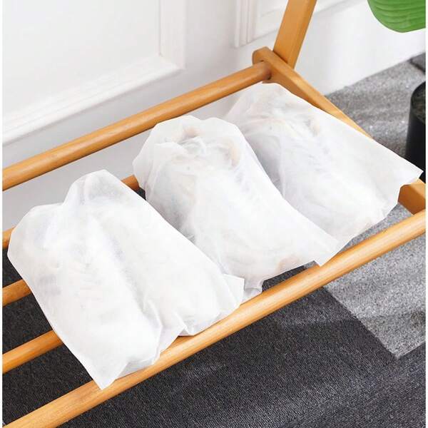 30 piezas Bolsas portátiles para zapatos, Cubiertas para zapatos a prueba de polvo de tela no tejida, Bolsas de almacenamiento a prueba de polvo con cordón, Bolsas a prueba de humedad para viajes