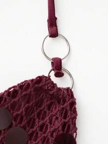 Women Crochet Bodycon Mini Dress Halter Neck Backless Knit Dresses