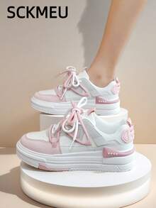 SCKMEU 1 Pair Women's Fashionable Casual Lightweight Sneakers, Versatile Student Wear