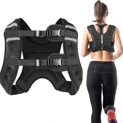 Gilet Lesté, 10 Kg Gilet De Course, Gilets Pour Poids Entrainement Musculation Exercice, Gilet D'entraînement Pour Fitness, Boxe, Gym, Pour Homme et Femme Renforcement Musculaire, Noir