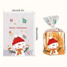 8 PIEZAS, Bolsa de regalo de Navidad, con diseños de muñeco de nieve, reno y Papá Noel - Bolsa de regalo transparente para fiesta navideña (los diseños varían aleatoriamente) Decoraciones navideñas, Pijamas navideños, Regalos de Navidad, Decoración navideña - Multicolor - Ver 3
