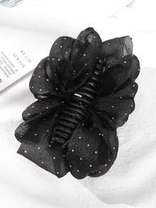 1pc Sparkly Fluffy Hair Claw Clip, Suitable For Women's Daily Wear And Outfit Matching Hair Accessories Fashion Hair Clips Autumn Hair Clutch Fall Fashion Hair Claw Winter For Vacation Outfits Woman - Black - View 2