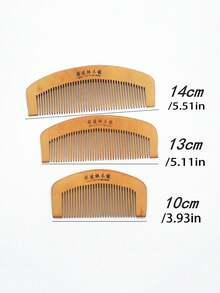 1pc Antifungal Comb, Wooden Comb, Antistatic Peach Wood Comb, Small Comb, Natural Peach Wood Health Comb, Long Handle Comb - Multicolor - View 6