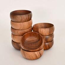 1/2/4/8pcs 3.14in/4.92in/5.51in/6.3in Handcarved Gourd Shaped Wooden Bowls - Rustic Wooden Salad/Snack Bowls, For Popcorn, Pasta, Candy, Cereal, Coconut Spread, Appetizers, Kitchen